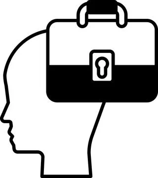 Head with a briefcase on top of it Stock Illustration