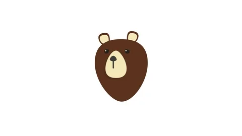The head of a brown bear on a white background turns from side to side Vidéo 128748288