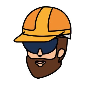 Head builder constructor with helmet and goggles Illustrazione stock