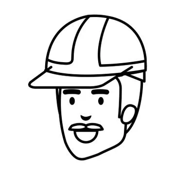 Head builder constructor with helmet Illustrazione stock