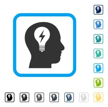 Head Bulb Framed Vector Icon Stock Illustration