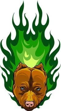 Head of Bull Dog with Flame vector Stock Illustration