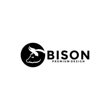 Head bull logo, simple head bull, head and horn bison logo vector template Stock Illustration