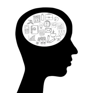 Head with business idea Stock Illustration
