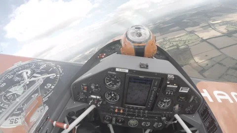 Head camera view from an acrobatic stunt plane Stock Footage 147515141