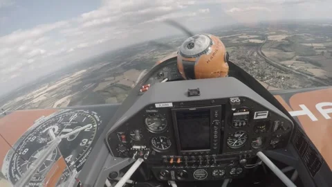 Head camera view from an acrobatic stunt plane Stock Footage 147515155