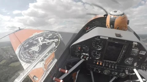 Head camera view from an acrobatic stunt plane Stock Footage 147515225