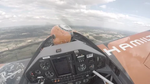 Head camera view from an acrobatic stunt plane Stock Footage 147515236