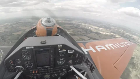 Head camera view from an acrobatic stunt plane Stock Footage 147515290