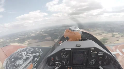 Head camera view from an acrobatic stunt plane Stock Footage 147515331