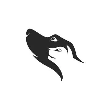 The head of a cat and dog Stock Illustration
