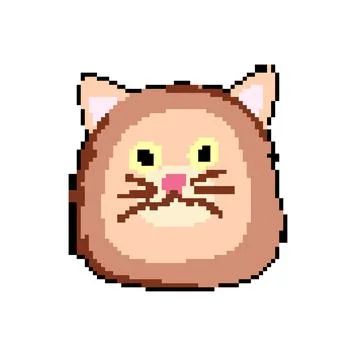 Head cat face pixel art vector illustration Stock Illustration