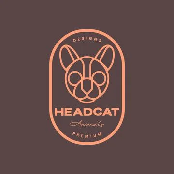 Head cat focus eyes lines sticker badge vintage retro hipster logo design v.. Stock Illustration