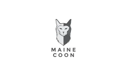 Head cat main coon logo vector icon illustration design Stock Illustration