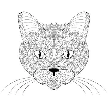 Head of cat on white background Stock Illustration
