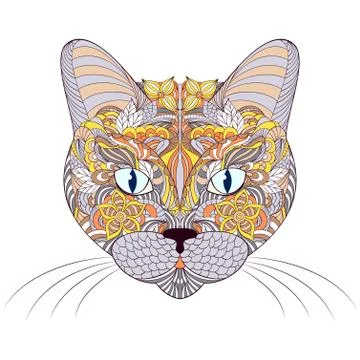 Head of cat on white background Stock Illustration