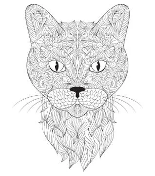 Head of cat on white background Stock Illustration