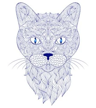 Head of cat on white background Stock Illustration