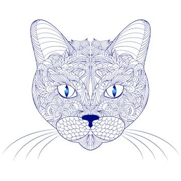 Head of cat on white background Stock Illustration