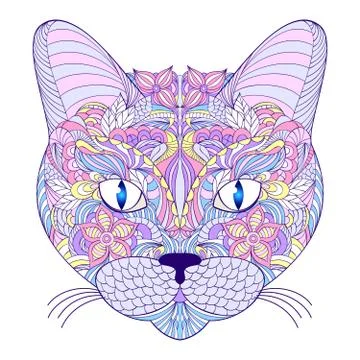 Head of cat on white background Stock Illustration