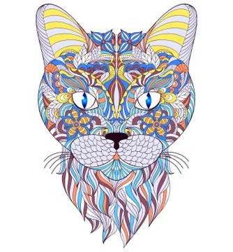 Head of cat on white background Stock Illustration