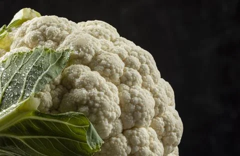 Head of Cauliflower up close Stock Photos