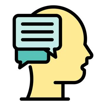 Head chat thinking icon color outline vector 스톡 일러스트