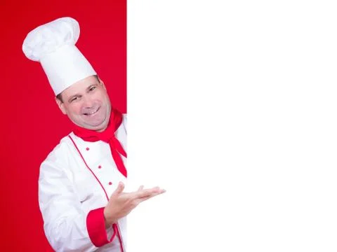 Head chef offers a menu Stock-Fotos