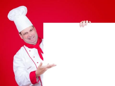 Head chef offers a menu Stock Photos