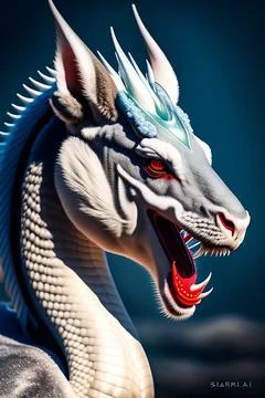 Head of a Chinese dragon close-up, generated 3D image. Stock Illustration