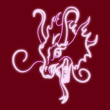 The head of the Chinese dragon. Icon with the effect of neon glow. Vector Ima Stock Illustration