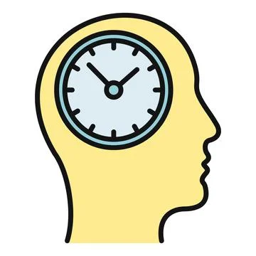 Head with clock indicating time management concept Stock Illustration