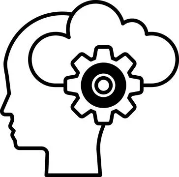 Head with a cloud in the background and a gear in the middle Stockillustratie