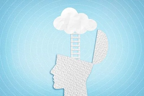 Head in the Clouds - Clouded Judgement Concept - Textured Design Stock Illustration