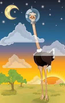 Head in the Clouds Ostrich Illustrazione stock