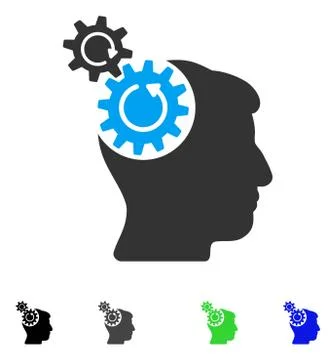 Head Cogs Rotation Flat Icon Stock Illustration