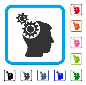 Head Cogs Rotation Framed Icon Illustrazione stock