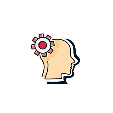Head With Cogs Showing Technology Ideas. Gears In Brain Symbols Design Stock Illustration