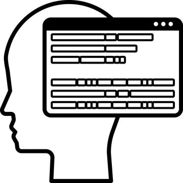 Head with a computer screen on it Stock Illustration