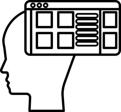 Head with a computer screen on top of it Stock-Illustration