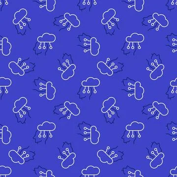 Head connected with Cloud vector Information blue line seamless pattern 스톡 일러스트