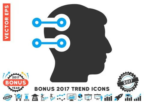 Head Connectors Flat Icon With 2017 Bonus Trend Stock Illustration