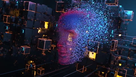 Head consisting of blocks Stock Footage 140773691