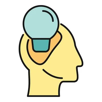 Head contour showing a lightbulb representing insight and imagination Stock Illustration