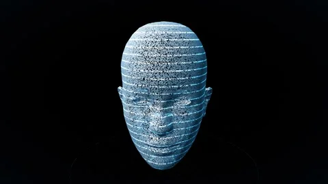 Head contour slice scan rings turntable point cloud survey seamless loop Stock Footage 343052365
