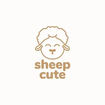 Head cute lamb logo design Stock Illustration