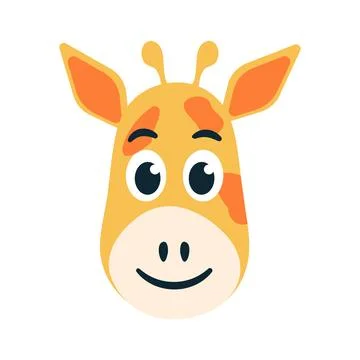 Head of a Cute Smiling Giraffe. Face of a Spotted Animal from Africa. Child Stock Illustration
