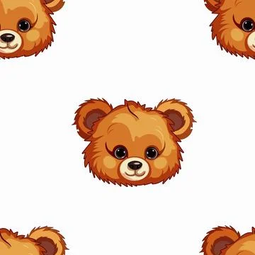 The head of a cute teddy bear. seamless texture, pattern Stock Illustration