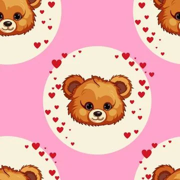 The head of a cute teddy bear. seamless texture, pattern Stock Illustration