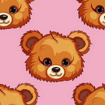The head of a cute teddy bear. seamless texture, pattern Stock Illustration